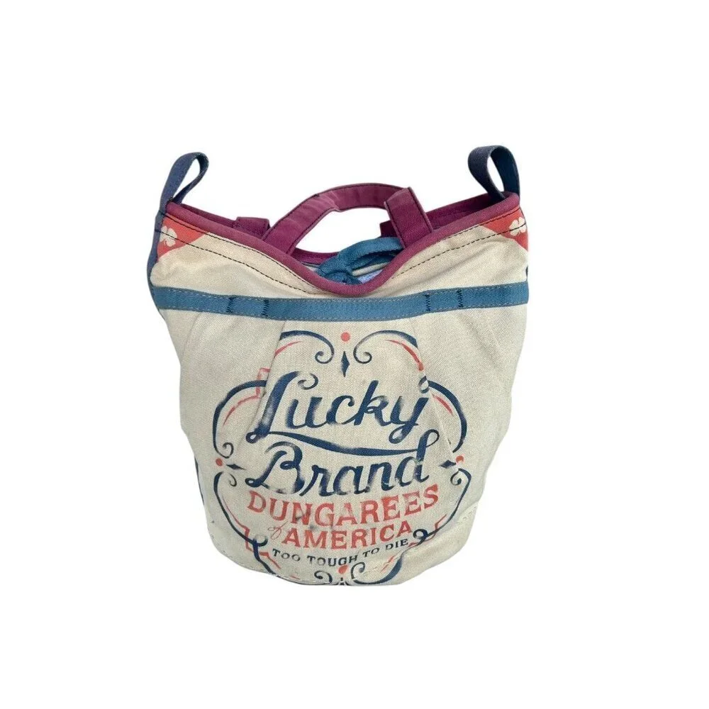 Lucky Brand Dungarees Canvas Tote Bucket Bag